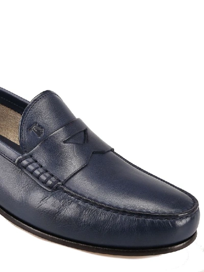 Shop Tod's Men's Blue Leather Loafers
