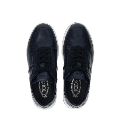 Shop Tod's Men's Blue Leather Sneakers