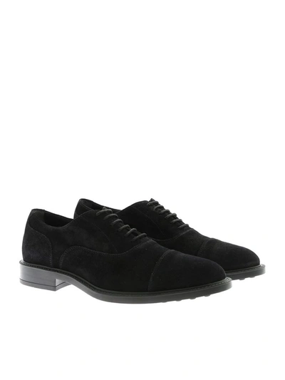 Shop Tod's Men's Black Suede Lace-up Shoes