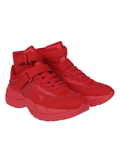 Shop Tommy Hilfiger Men's Red Leather Hi Top Sneakers