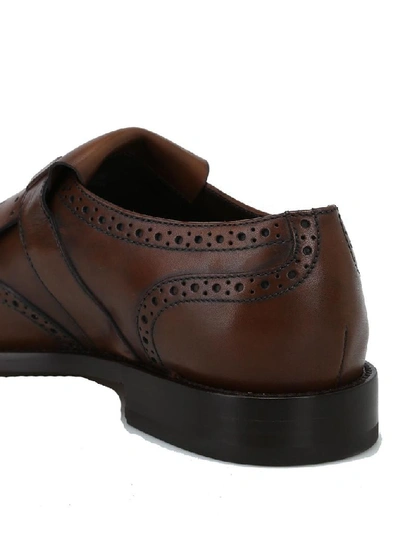 Shop Tod's Men's Brown Leather Monk Strap Shoes