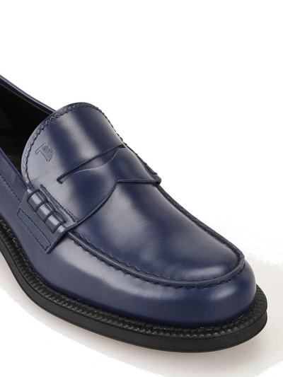 Shop Tod's Men's Blue Leather Loafers