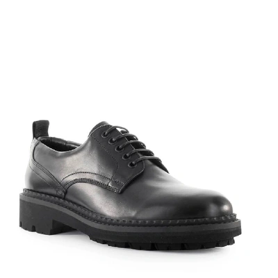 Shop Emporio Armani Men's Black Leather Lace-up Shoes