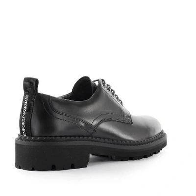 Shop Emporio Armani Men's Black Leather Lace-up Shoes