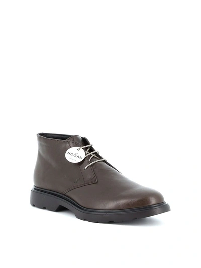Shop Hogan Men's Brown Leather Ankle Boots