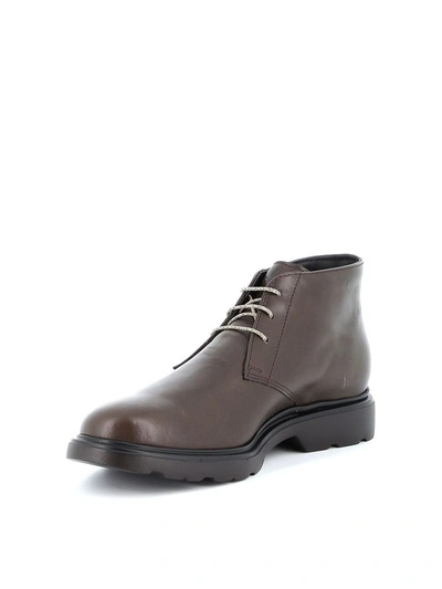 Shop Hogan Men's Brown Leather Ankle Boots