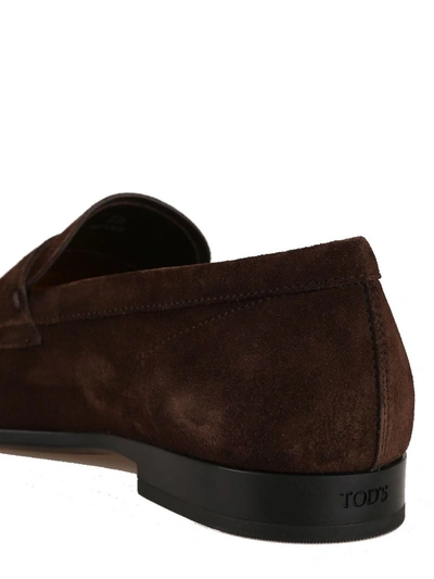 Shop Tod's Men's Brown Suede Loafers