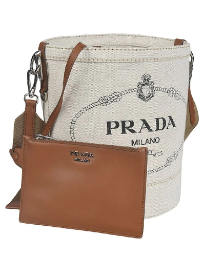 Shop Prada Women's Beige Leather Handbag