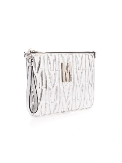 Shop Moschino Women's Silver Leather Pouch