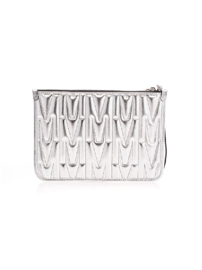 Shop Moschino Women's Silver Leather Pouch