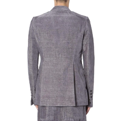 Rick Owens Textured Grey Velvet Single-breasted Jacket In Gray