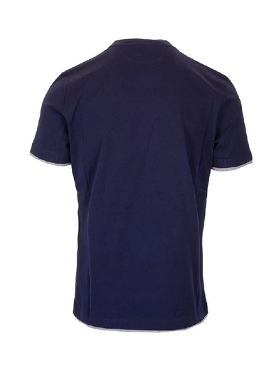 Shop Brunello Cucinelli Men's Blue Cotton T-shirt