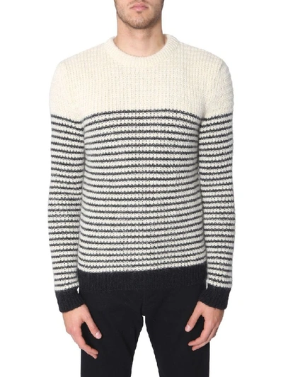 Shop Saint Laurent Men's White Wool Sweater