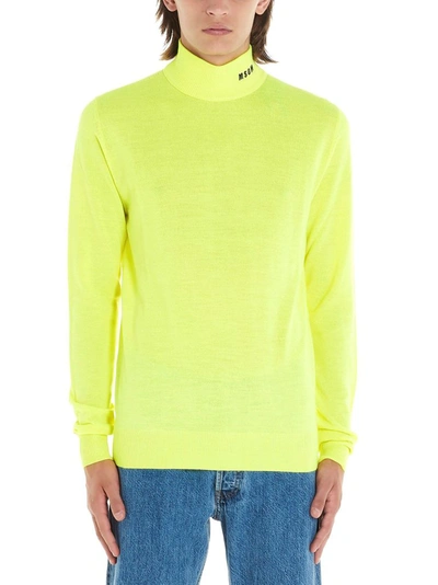 Shop Msgm Men's Yellow Wool Sweater