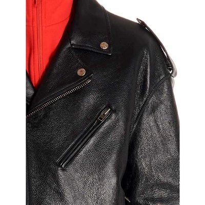 Shop Balenciaga Men's Black Leather Outerwear Jacket