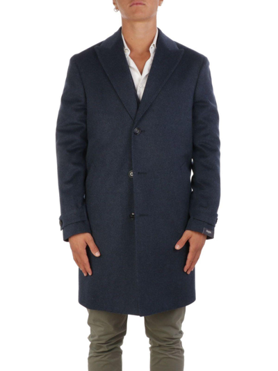 Shop Barba Men's Blue Wool Coat