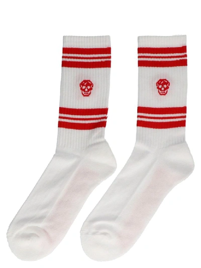 Shop Alexander Mcqueen Men's White Cotton Socks