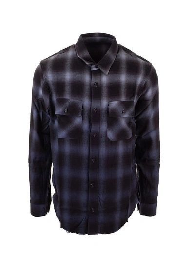 Shop Amiri Men's Blue Wool Shirt