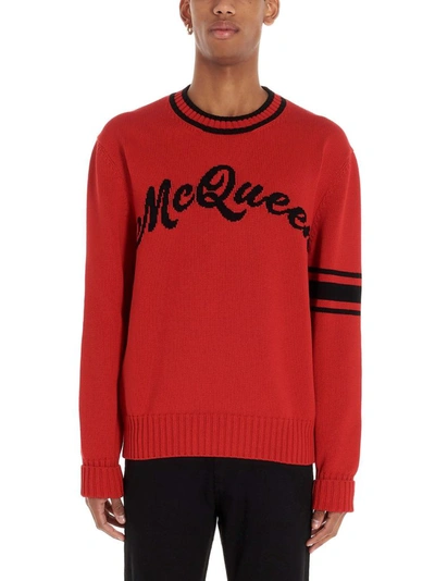 Shop Alexander Mcqueen Men's Red Cotton Sweater