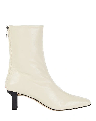 Shop Aeyde Molly Leather Ankle Booties In Ivory