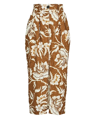 Shop Mara Hoffman Florence Floral Midi Pencil Skirt In Multi
