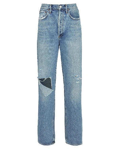 Shop Agolde Fitted 90s Straight-leg Jeans In Denim