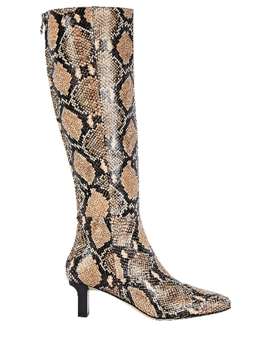 Shop Aeyde Cicely Python-embossed Knee-high Boots In Beige