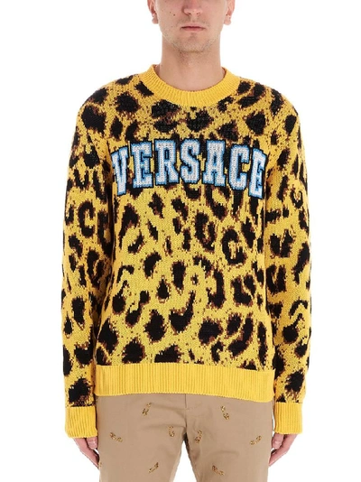 Shop Versace Men's Yellow Cotton Sweater