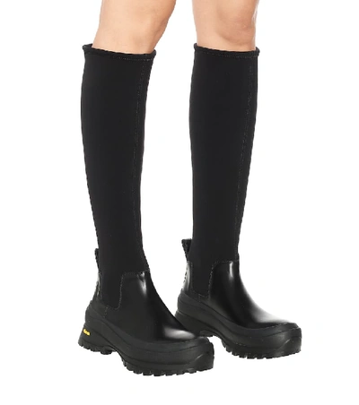 Shop Jil Sander Neoprene Knee-high Boots In Black