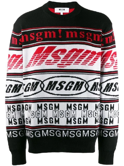 Shop Msgm Men's Black Wool Sweater