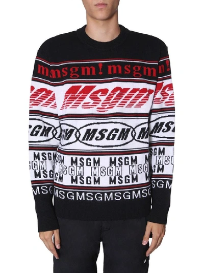 Shop Msgm Men's Black Wool Sweater