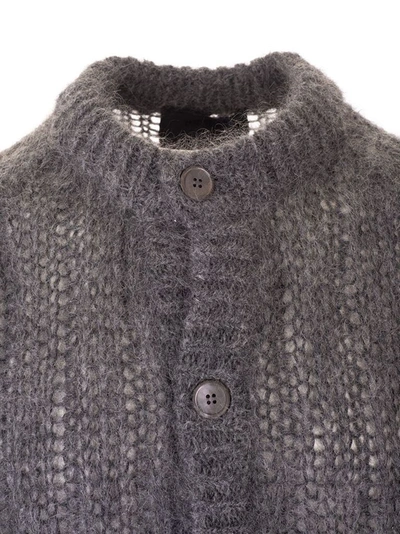 Shop Prada Men's Grey Wool Cardigan