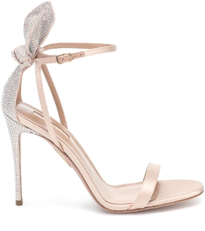 Shop Aquazzura Bow Tie 105 Embellished Sandals In Pink