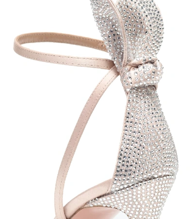 Shop Aquazzura Bow Tie 105 Embellished Sandals In Pink