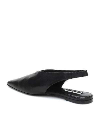 Shop Jil Sander Leather Slingback Ballet Flats In Black