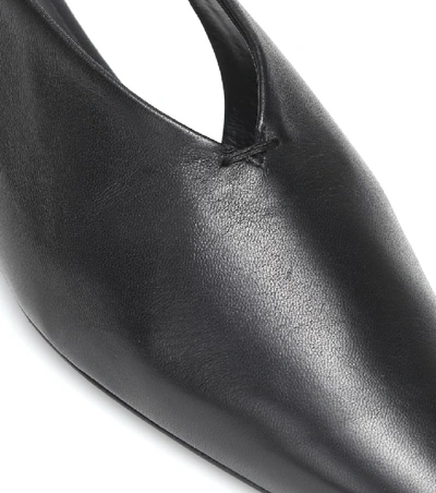 Shop Jil Sander Leather Slingback Ballet Flats In Black