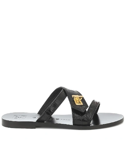 Shop Givenchy Eden Croc-effect Leather Sandals In Black
