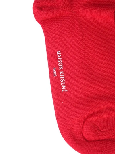 Shop Maison Kitsuné Men's Red Cotton Socks