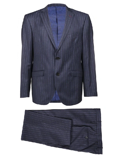 Shop Etro Men's Blue Wool Suit