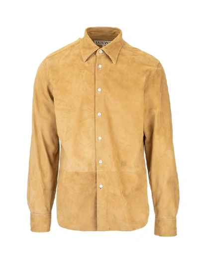 Shop Loewe Men's Gold Leather Shirt