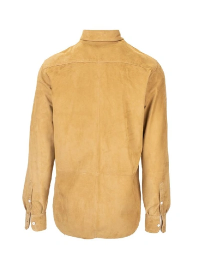 Shop Loewe Men's Gold Leather Shirt