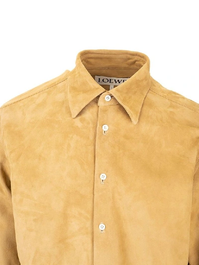 Shop Loewe Men's Gold Leather Shirt