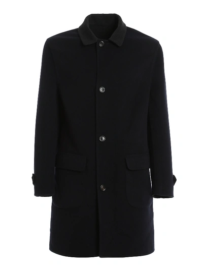 Shop Brunello Cucinelli Cashmere Reversible Short Coat In Dark Blue