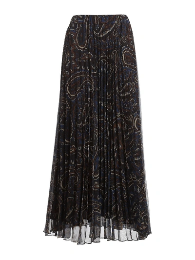 Shop P.a.r.o.s.h Paisley Print Pleated Skirt In Brown