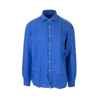 Shop Fay Men's Light Blue Linen Shirt