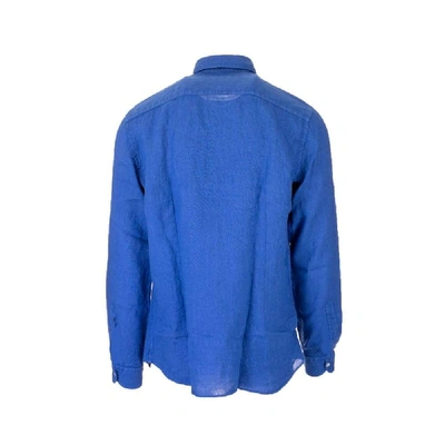 Shop Fay Men's Light Blue Linen Shirt