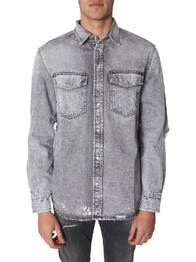 Shop Diesel Men's Grey Cotton Shirt