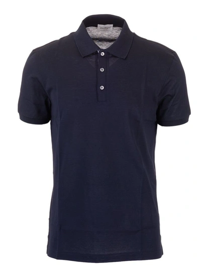 Shop Ferragamo Salvatore  Men's Blue Cotton Polo Shirt