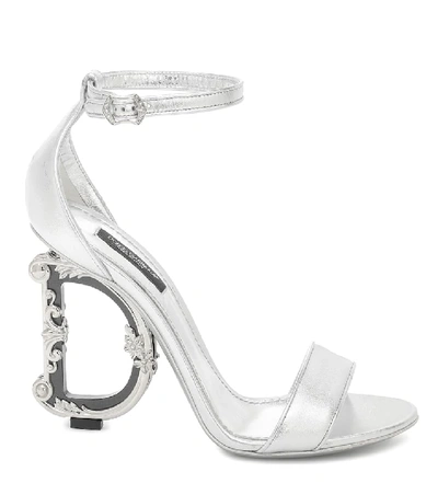 Shop Dolce & Gabbana Keira Metallic Leather Sandals In Silver