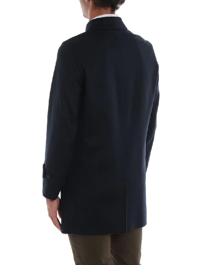 Shop Burberry Men's Blue Wool Coat